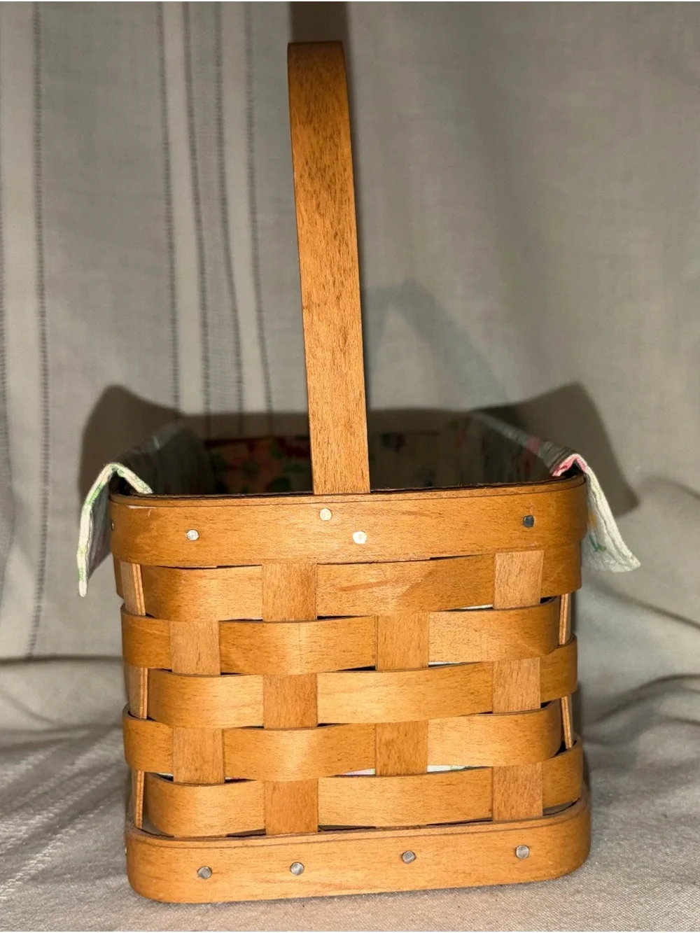 Vintage Longaberger “Mixed Bouquet” Floral Lined Woven Basket